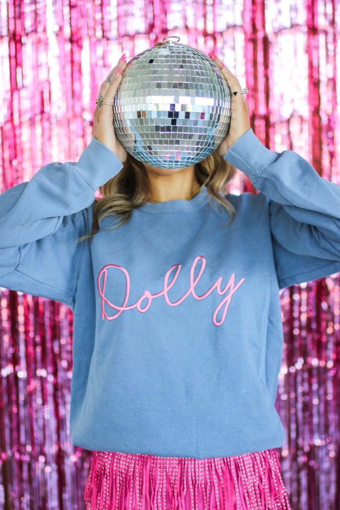 Dolly Stitch Sweatshirt in Blue Jean - Girl Tribe Co.