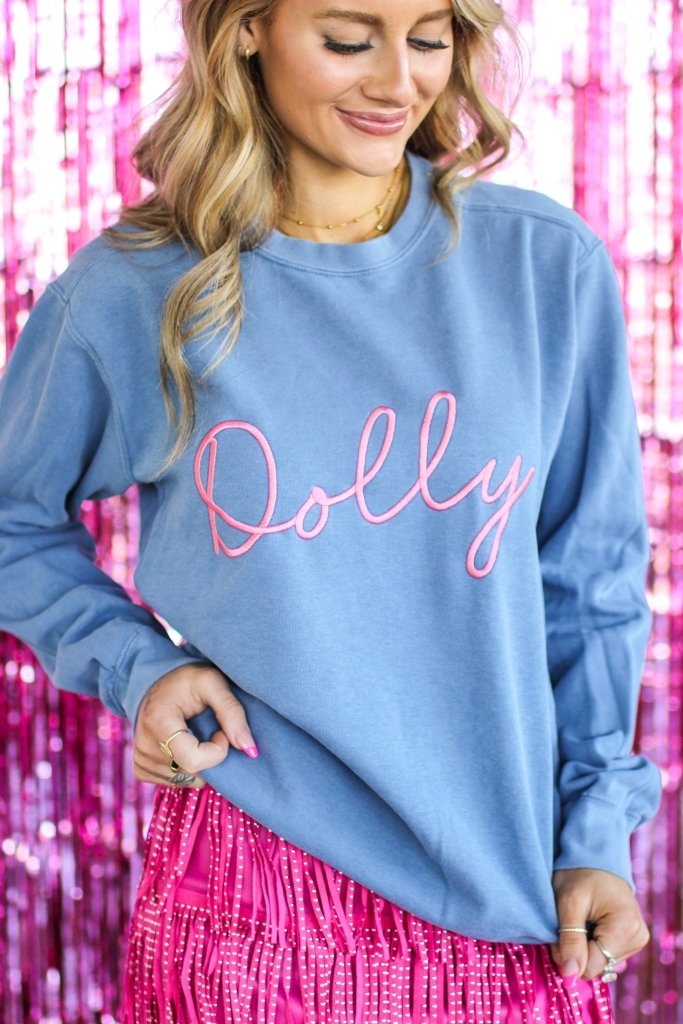 Dolly Stitch Sweatshirt in Blue Jean - Girl Tribe Co.