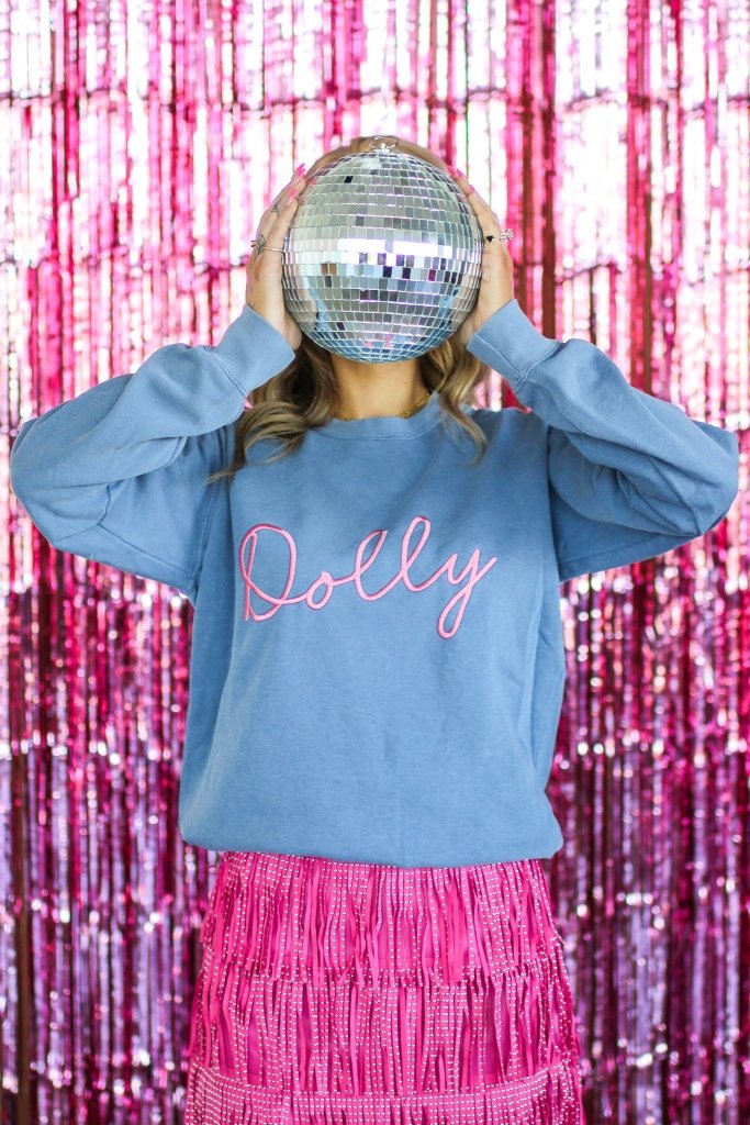 Dolly Stitch Sweatshirt in Blue Jean - Girl Tribe Co.
