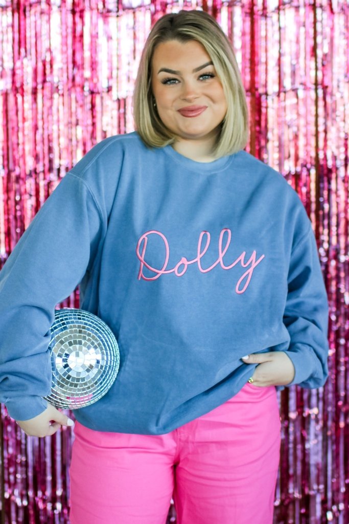 Dolly Stitch Sweatshirt in Blue Jean - Girl Tribe Co.