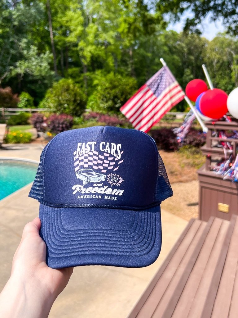 Girl Tribe Co. Made in America July 4th Collection - Fast Cars and Freedom Trucker Hat