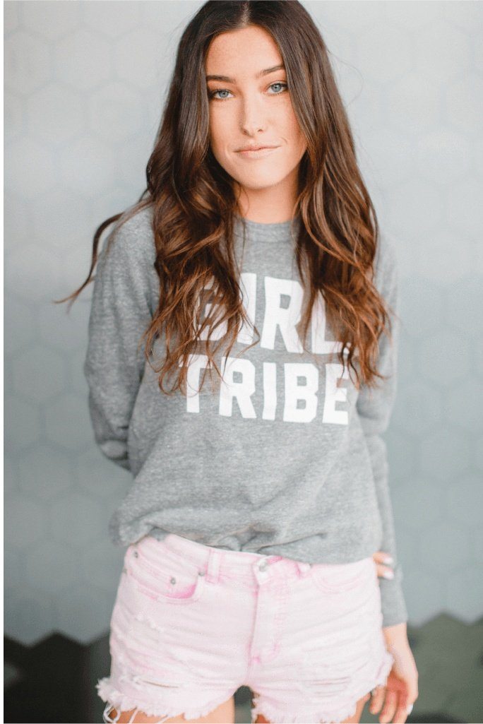Girl Tribe™ College Crewneck Sweatshirt in Gray (630165241888)