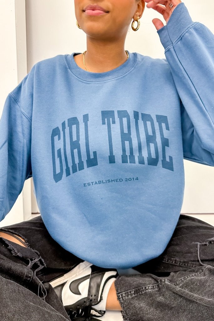 Girl Tribe Merch - Girl Tribe Monochrome Sweatshirt in Indigo Blue - Girl Tribe Co.