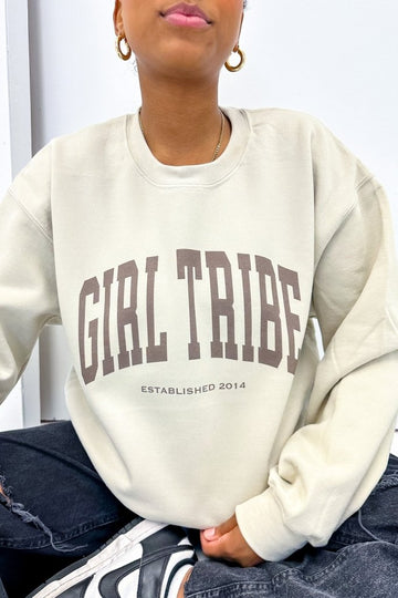 Girl Tribe Merch - Girl Tribe Monochrome Sweatshirt in Sand - Girl Tribe Co.