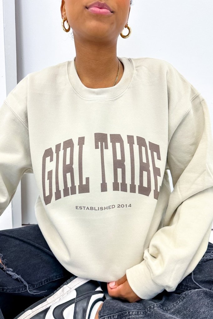 Girl Tribe Merch - Girl Tribe Monochrome Sweatshirt in Sand - Girl Tribe Co.