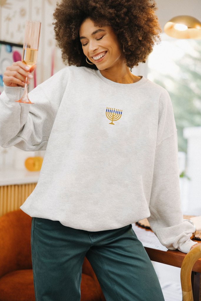 Hanukkah Embroidered Sweatshirt - Girl Tribe Co.