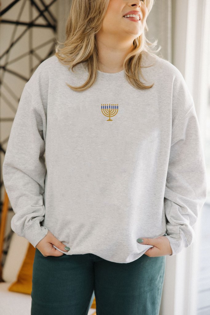 Hanukkah Embroidered Sweatshirt - Girl Tribe Co.