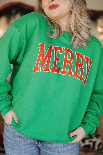 Merry Sweatshirt in Kelly Green - Girl Tribe Co.