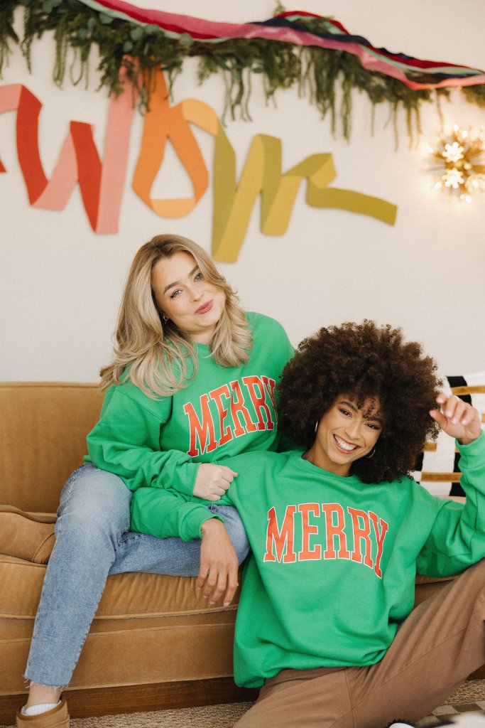 Merry Sweatshirt in Kelly Green - Girl Tribe Co.