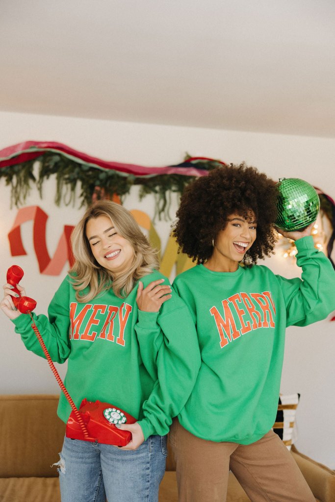 Merry Sweatshirt in Kelly Green - Girl Tribe Co.