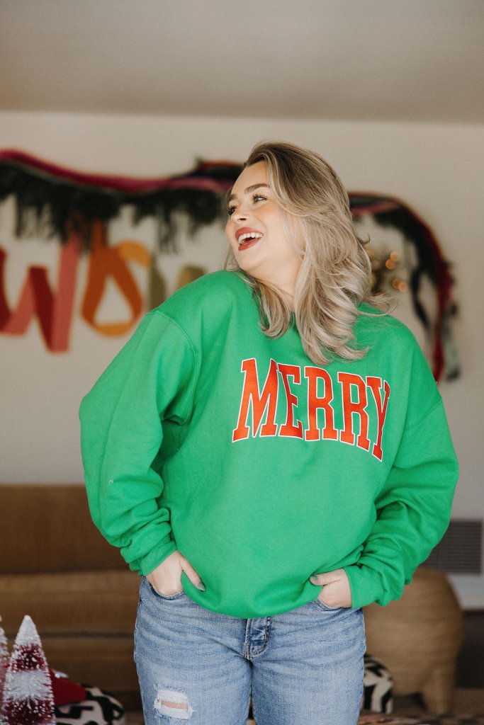 Merry Sweatshirt in Kelly Green - Girl Tribe Co.