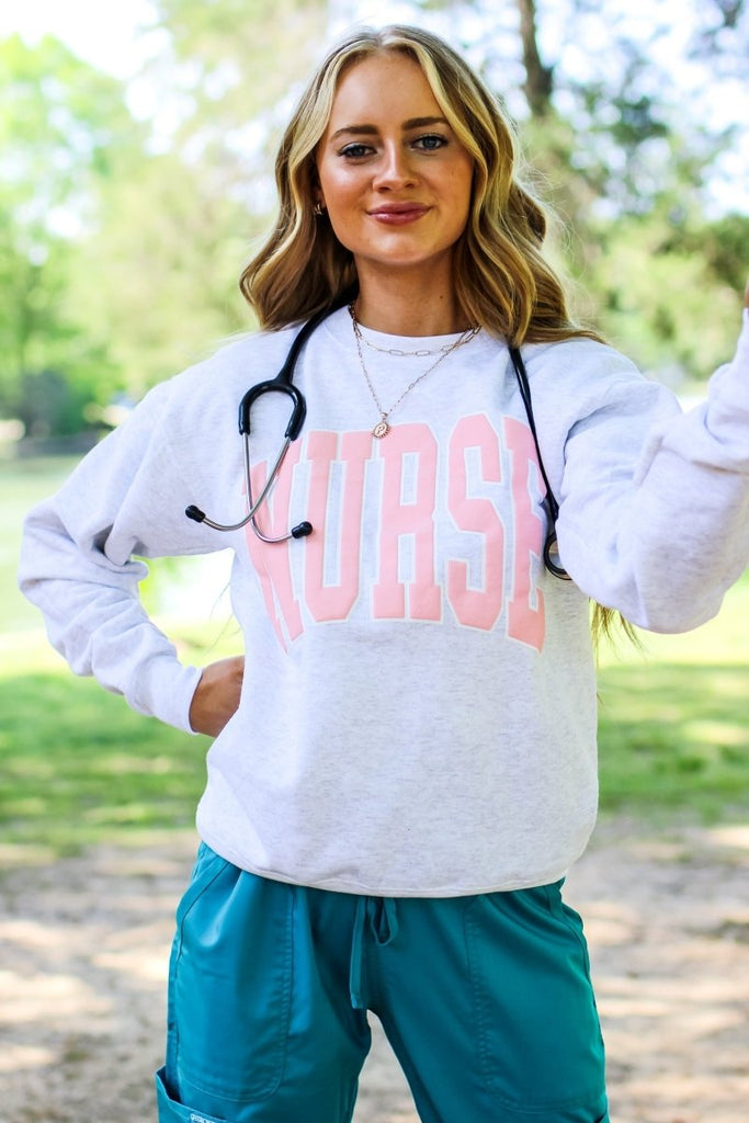 Nurse Grey Crewneck Sweatshirt - Girl Tribe Co.