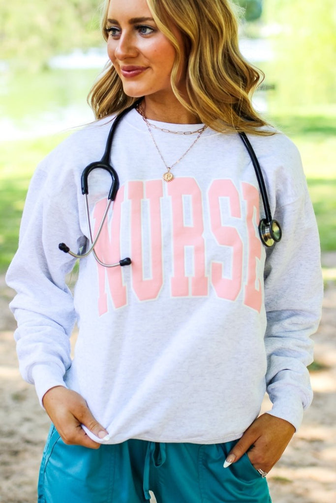 Nurse Grey Crewneck Sweatshirt - Girl Tribe Co.