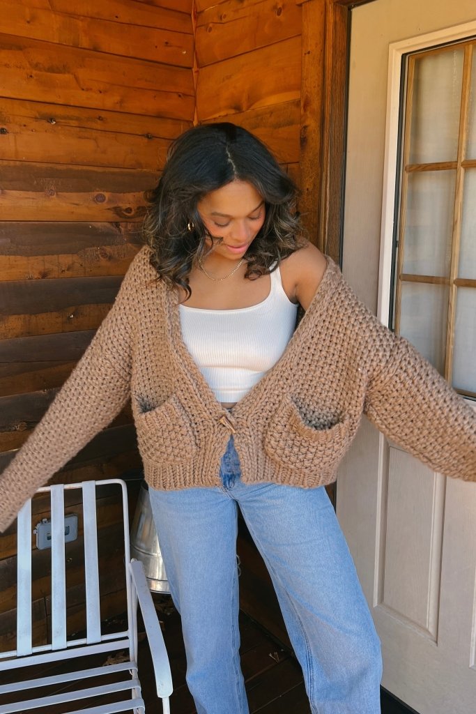 The Aster Knit Cardigan in Mocha - Girl Tribe Co.