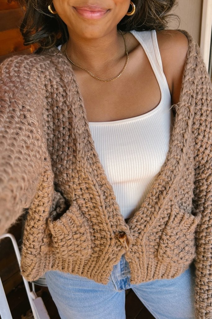 The Aster Knit Cardigan in Mocha - Girl Tribe Co.