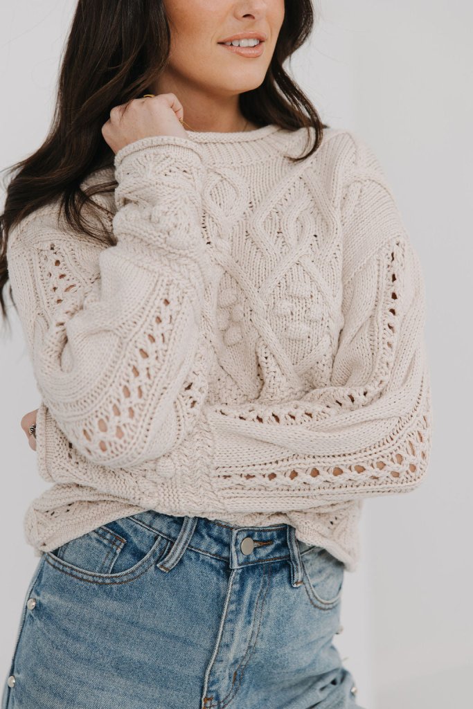 The Bennett Beige Knit Sweater - Girl Tribe Co.