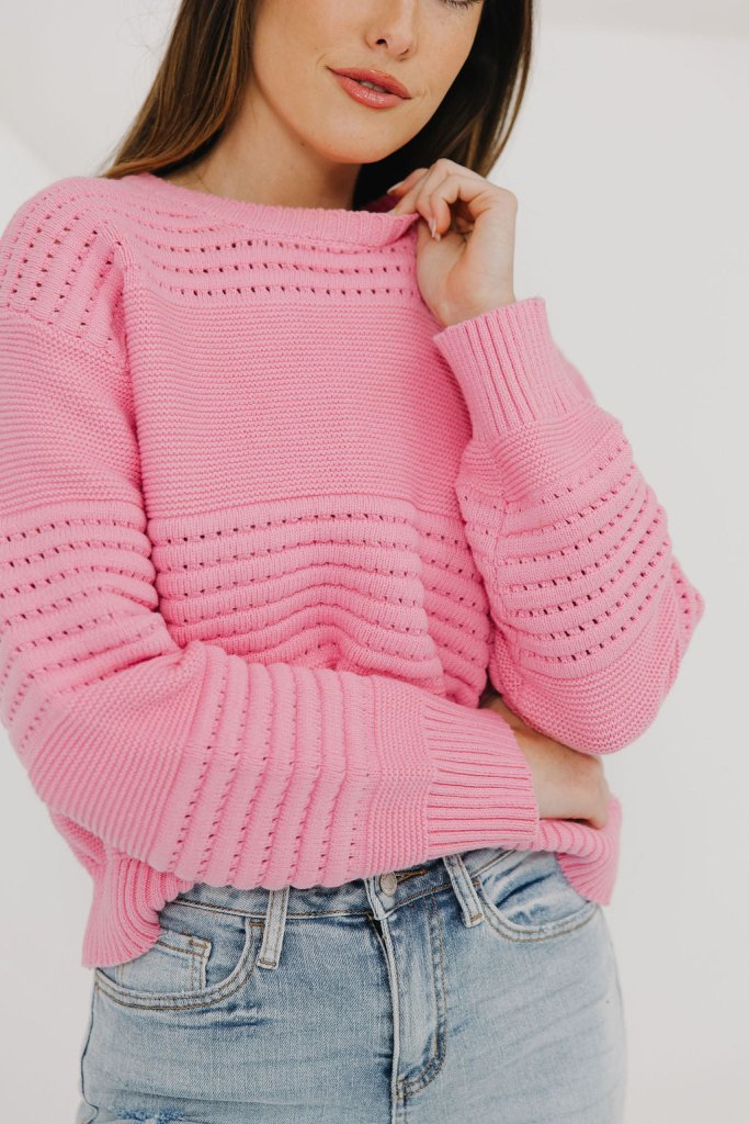 The Celine Pink Pointelle Sweater - Girl Tribe Co.