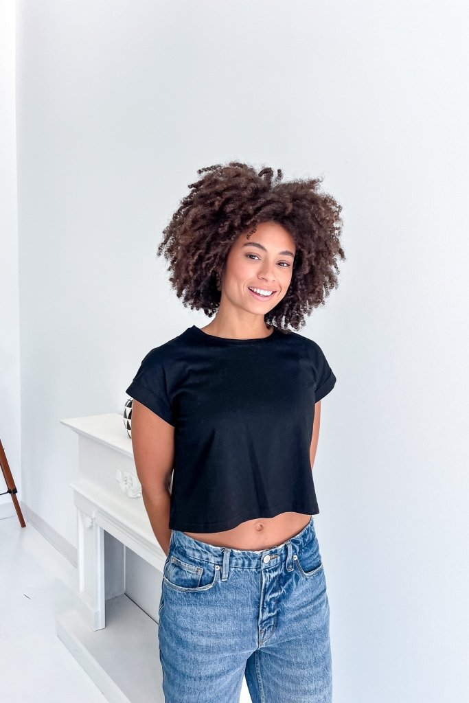 The Chicago Cuffed Sleeve Top in Black - Girl Tribe Co.