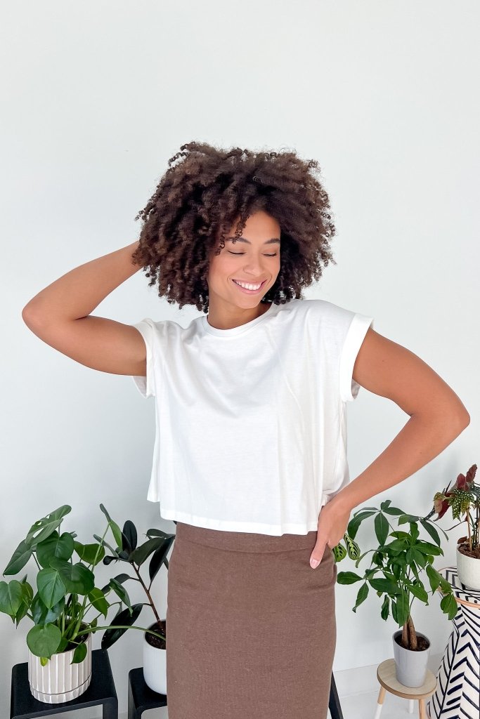 The Chicago Cuffed Sleeve Top in White - Girl Tribe Co.