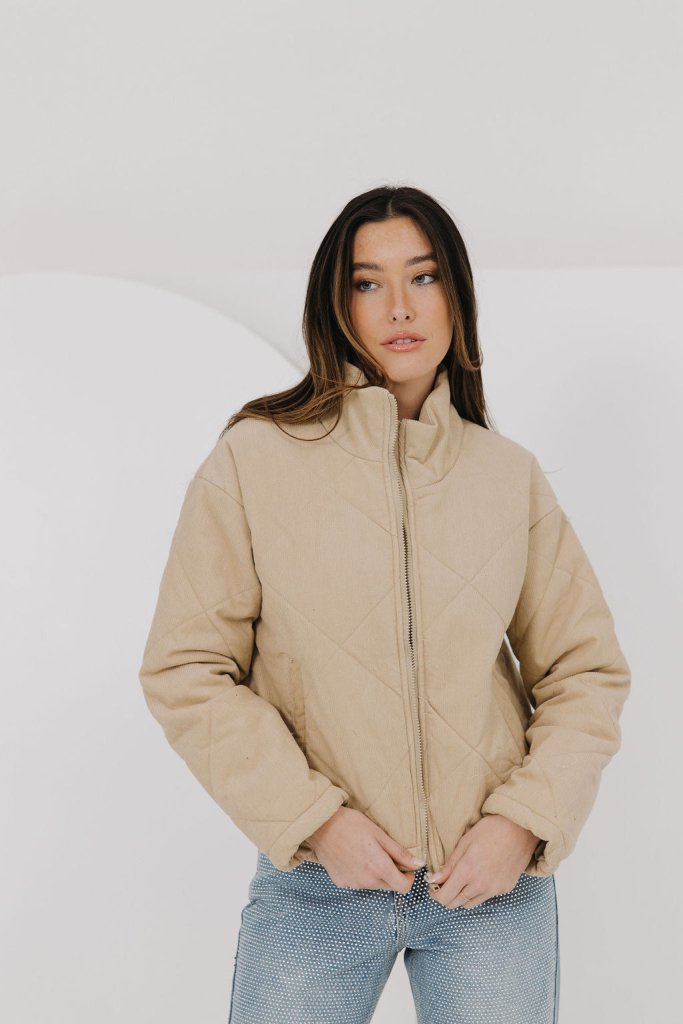 The Deana Corduroy Quilt Zip Up Jacket - Girl Tribe Co.