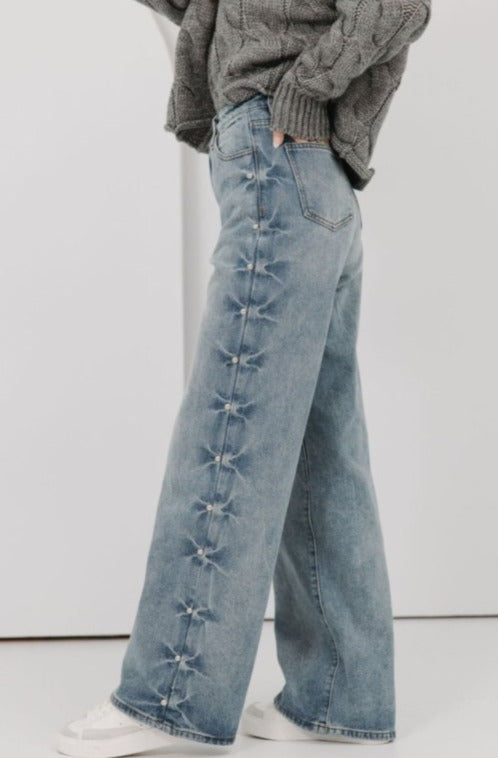 The Emilia Studded Straight Leg Jeans - Girl Tribe Co.