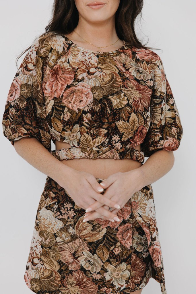 The Jane Floral Top in Brown - Girl Tribe Co.