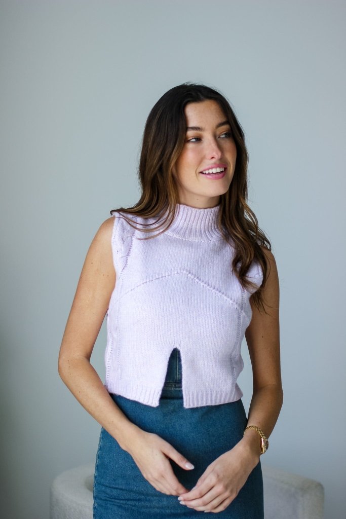 The Lola Cut Out Cropped Sweater in Lavender - Girl Tribe Co.