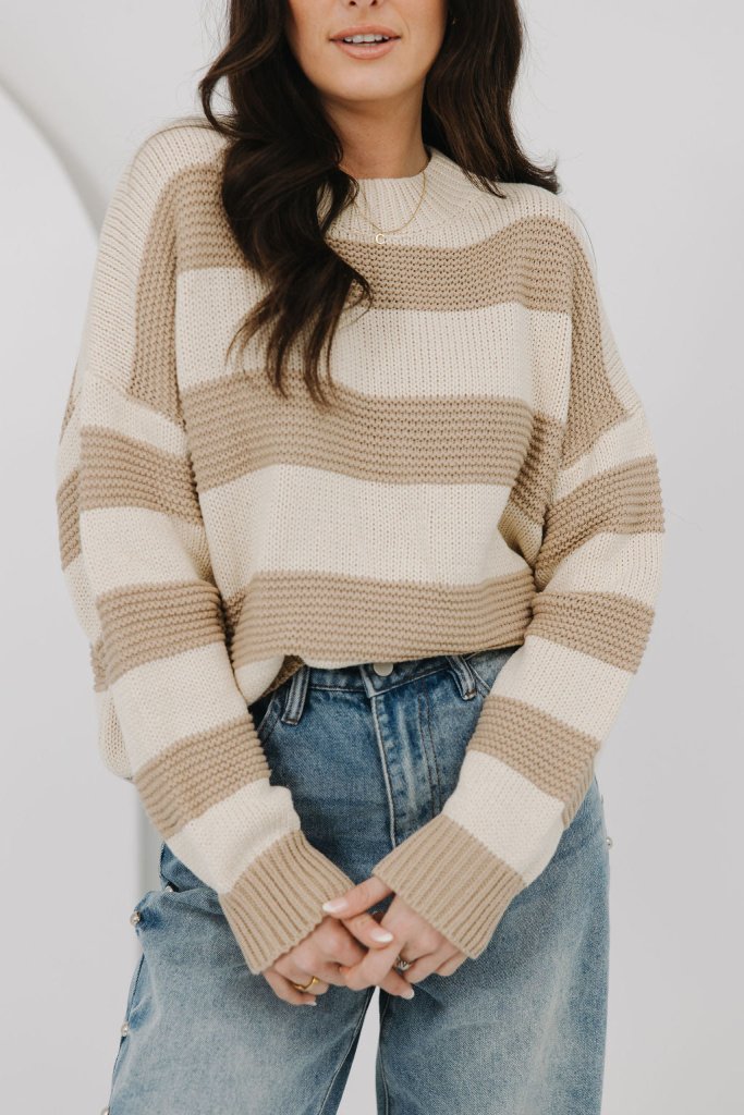 The Mary Cream Mock Neck Sweater - Girl Tribe Co.